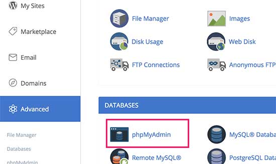 phpmyadmin نحوه تغییر آدرس ایمیل وردپرس